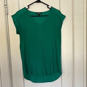 Express Women's green V-Neck cuff sleeve Gramercy tee size S
